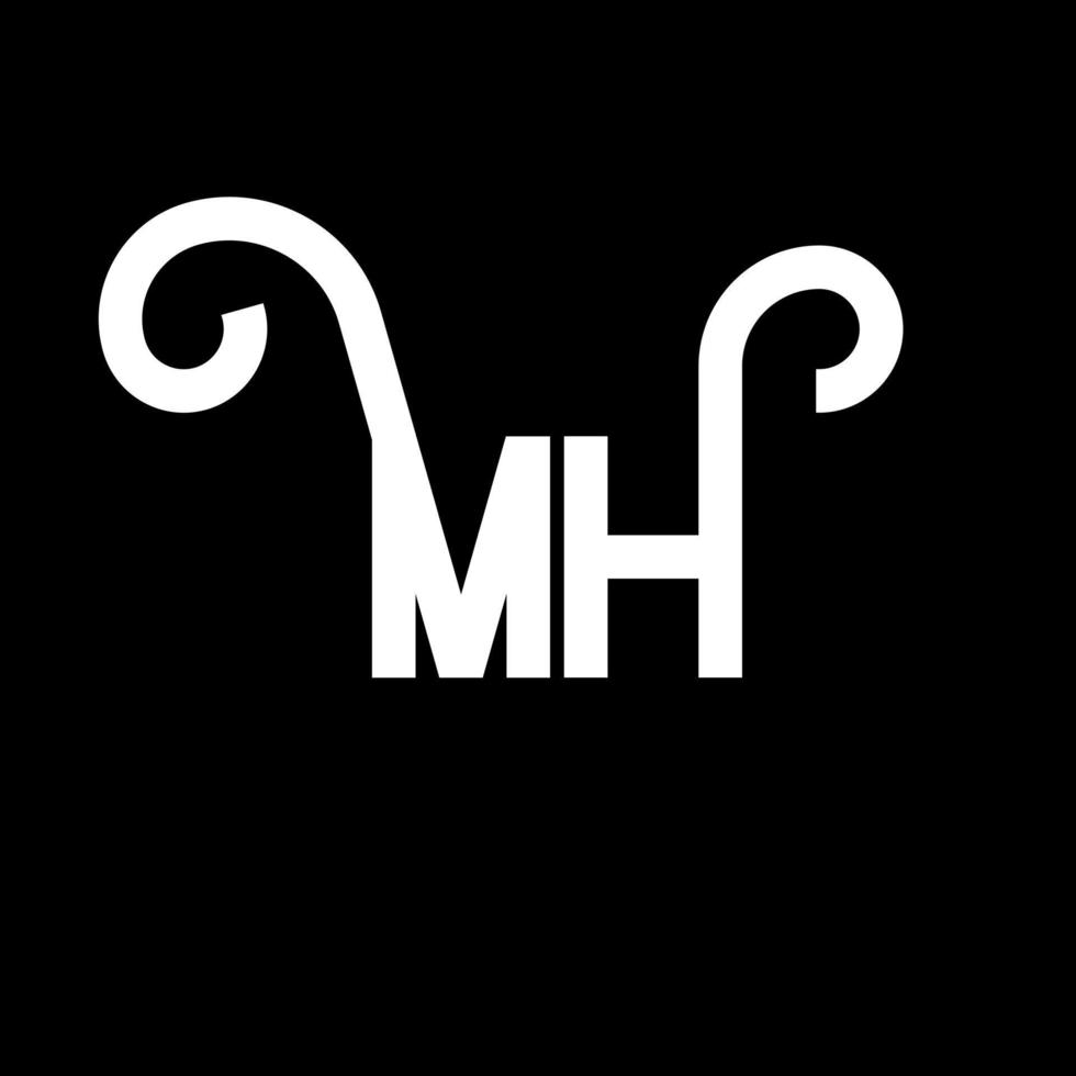 MH Letter Logo Design. Initial letters MH logo icon. Abstract letter MH minimal logo design template. M H letter design vector with black colors. mh logo