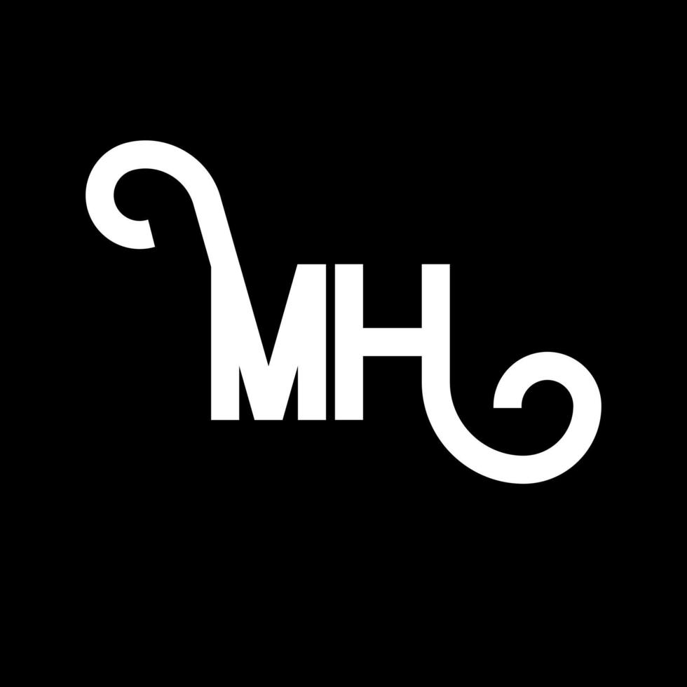 MH Letter Logo Design. Initial letters MH logo icon. Abstract letter MH minimal logo design template. M H letter design vector with black colors. mh logo