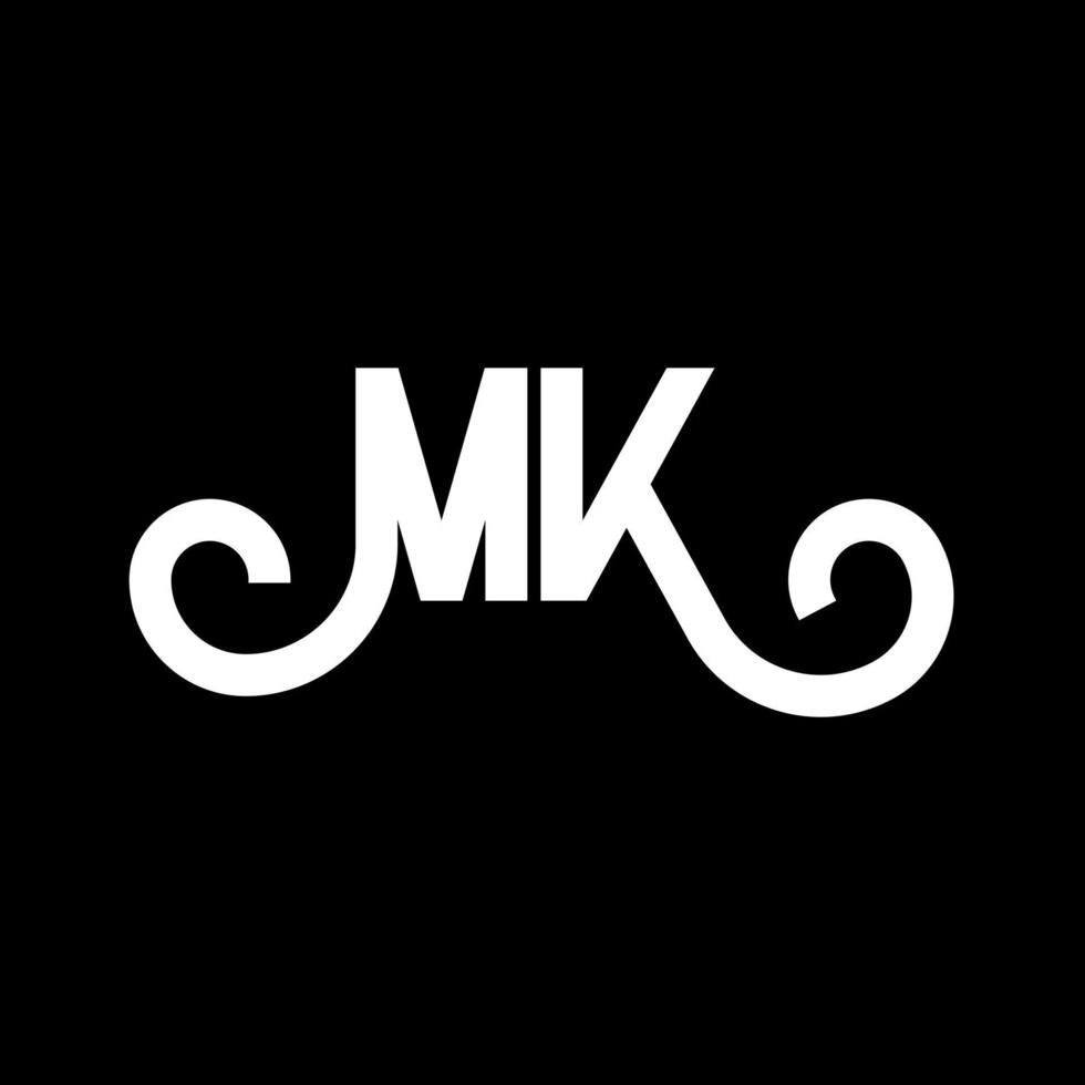 MK Letter Logo Design. Initial letters MK logo icon. Abstract letter MK minimal logo design template. M K letter design vector with black colors. mk logo
