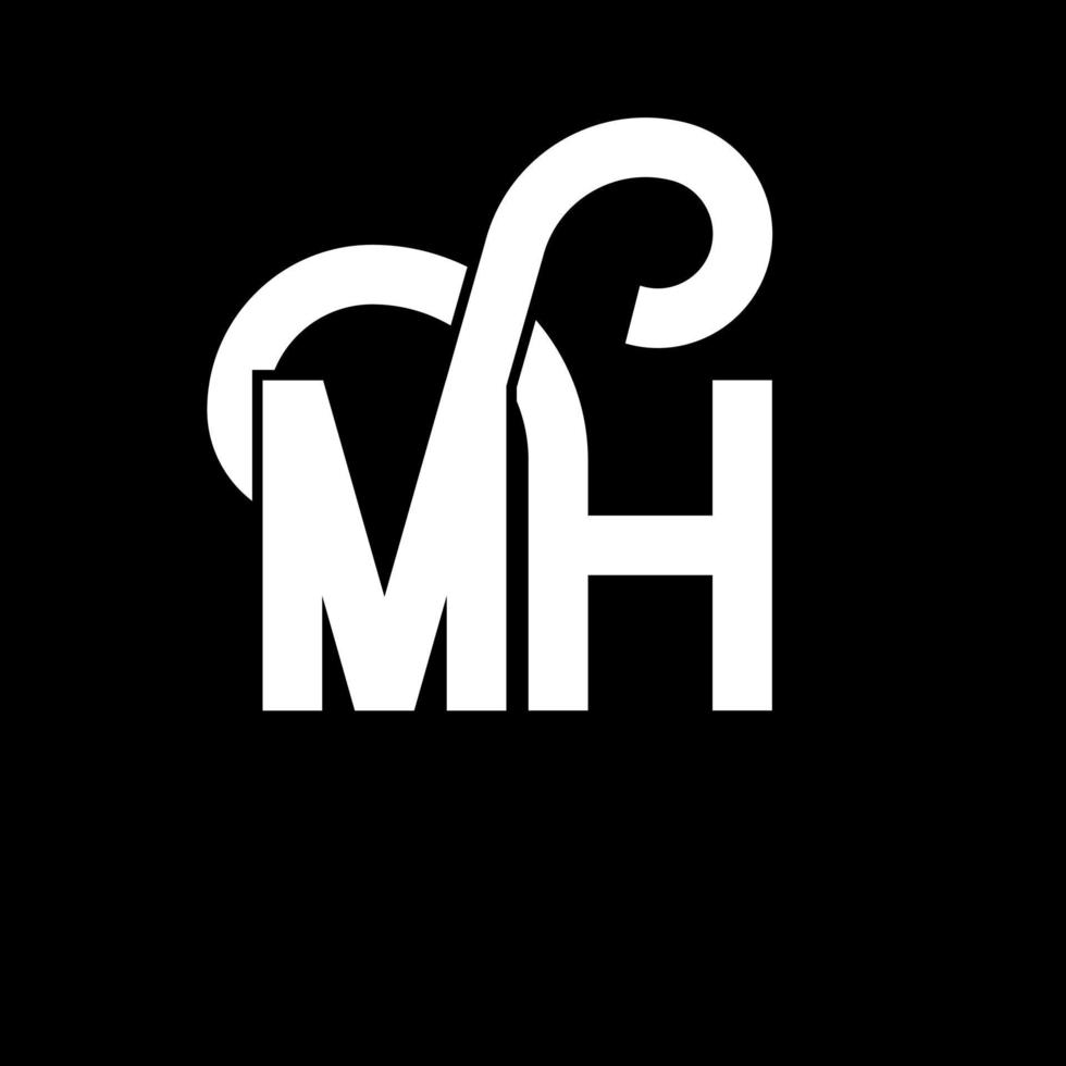 MH Letter Logo Design. Initial letters MH logo icon. Abstract letter MH minimal logo design template. M H letter design vector with black colors. mh logo
