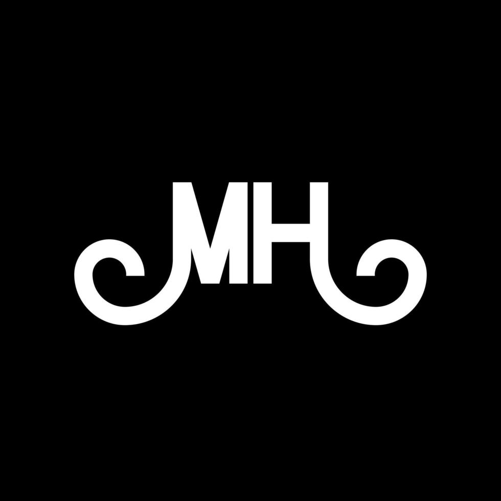 MH Letter Logo Design. Initial letters MH logo icon. Abstract letter MH minimal logo design template. M H letter design vector with black colors. mh logo