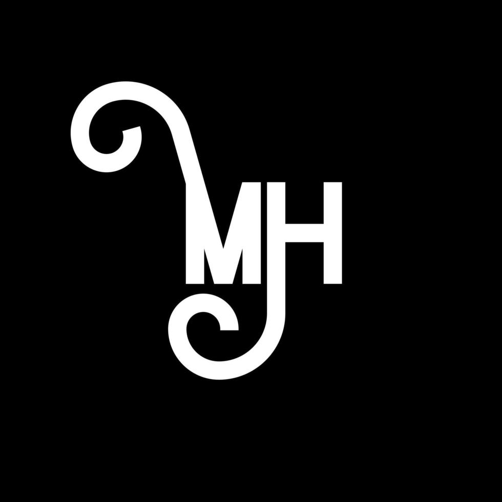 MH Letter Logo Design. Initial letters MH logo icon. Abstract letter MH minimal logo design template. M H letter design vector with black colors. mh logo