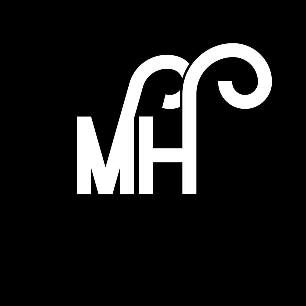 MH Letter Logo Design. Initial letters MH logo icon. Abstract letter MH minimal logo design template. M H letter design vector with black colors. mh logo