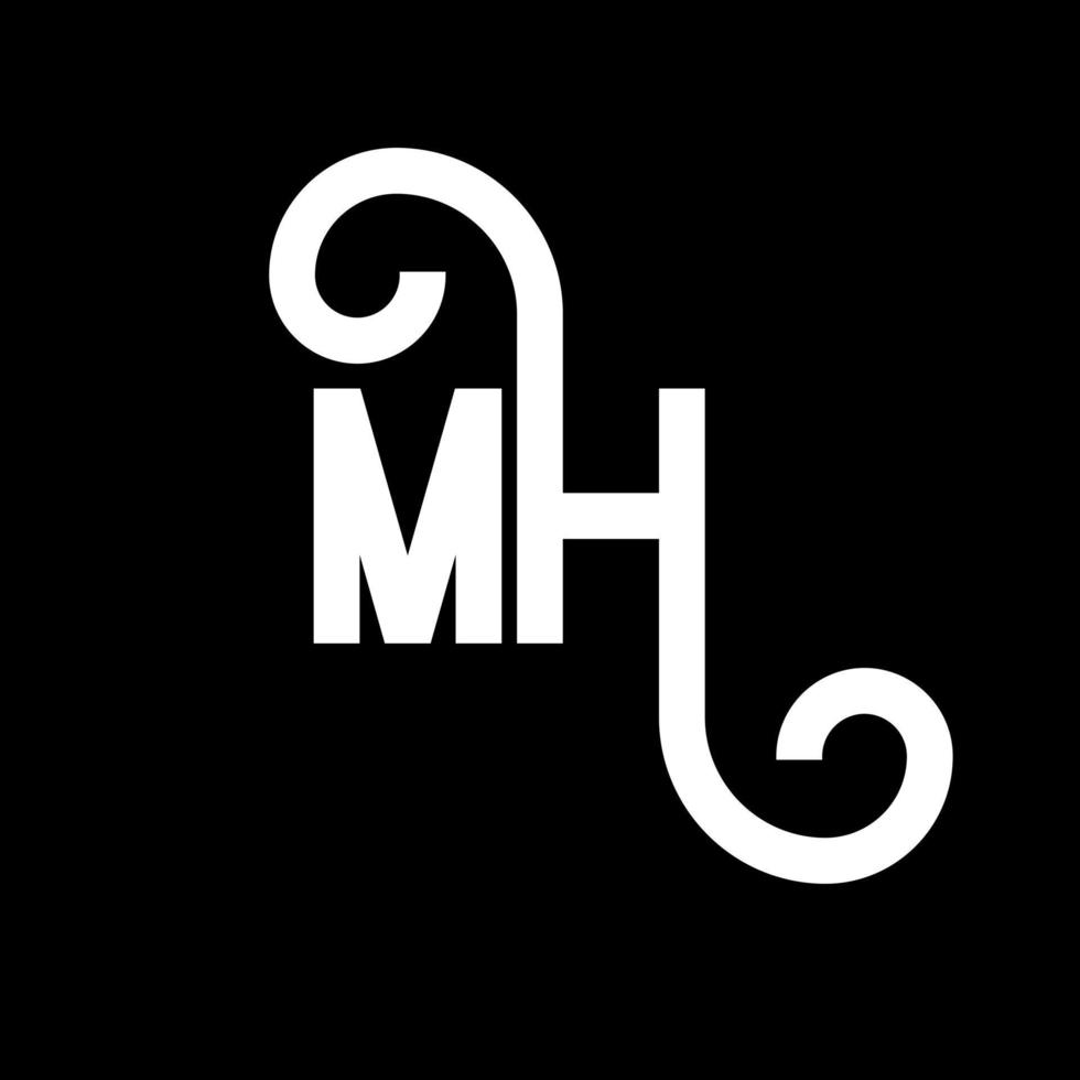 MH Letter Logo Design. Initial letters MH logo icon. Abstract letter MH minimal logo design template. M H letter design vector with black colors. mh logo