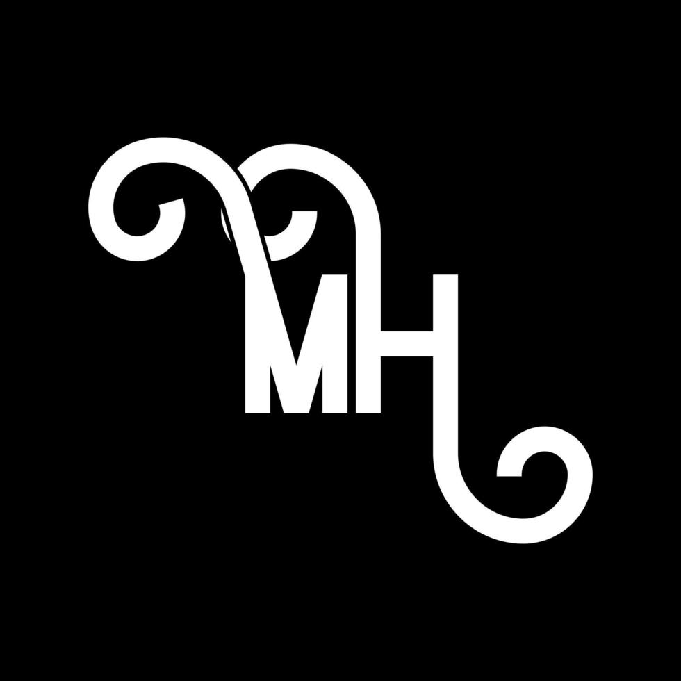 MH Letter Logo Design. Initial letters MH logo icon. Abstract letter MH minimal logo design template. M H letter design vector with black colors. mh logo