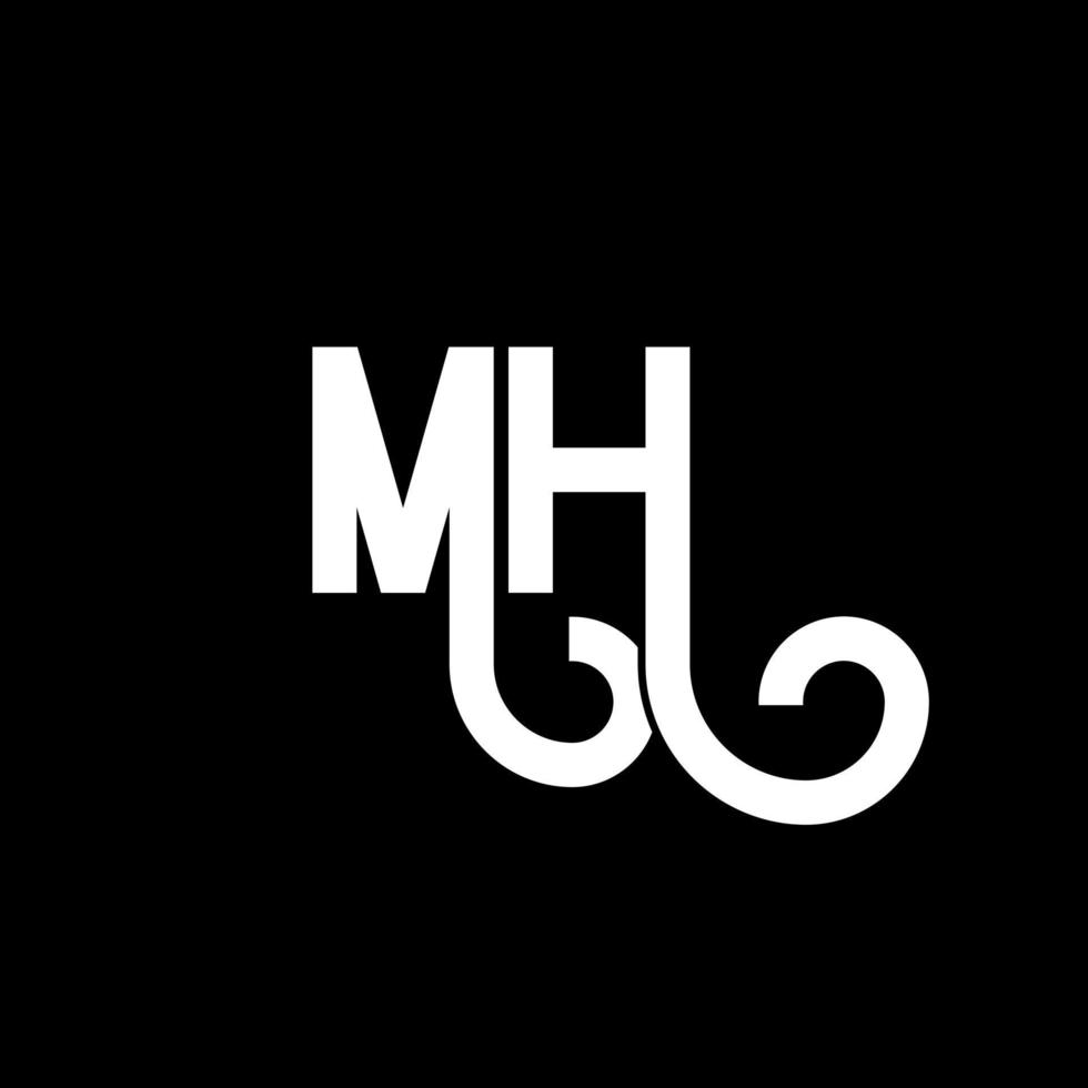 MH Letter Logo Design. Initial letters MH logo icon. Abstract letter MH minimal logo design template. M H letter design vector with black colors. mh logo