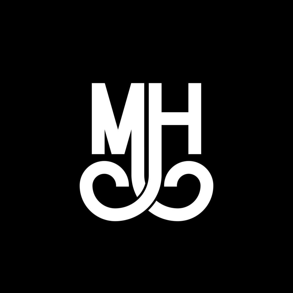 MH Letter Logo Design. Initial letters MH logo icon. Abstract letter MH minimal logo design template. M H letter design vector with black colors. mh logo