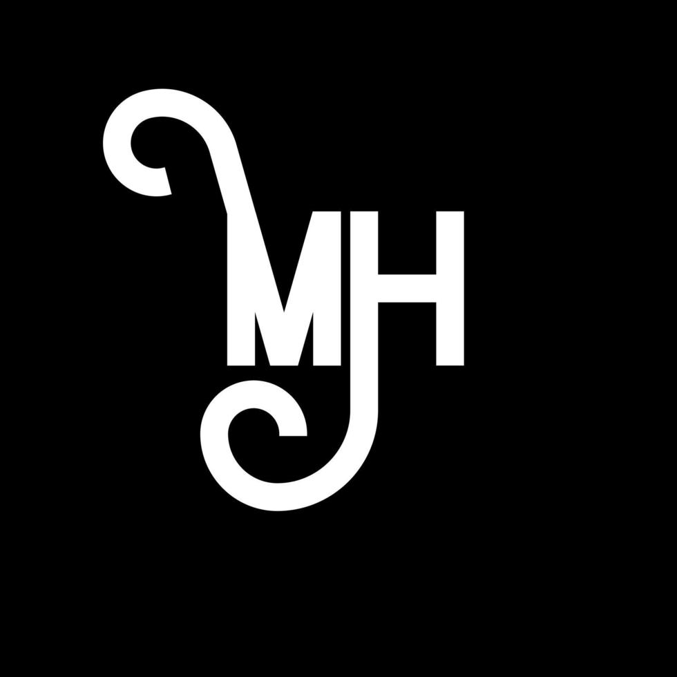MH Letter Logo Design. Initial letters MH logo icon. Abstract letter MH minimal logo design template. M H letter design vector with black colors. mh logo