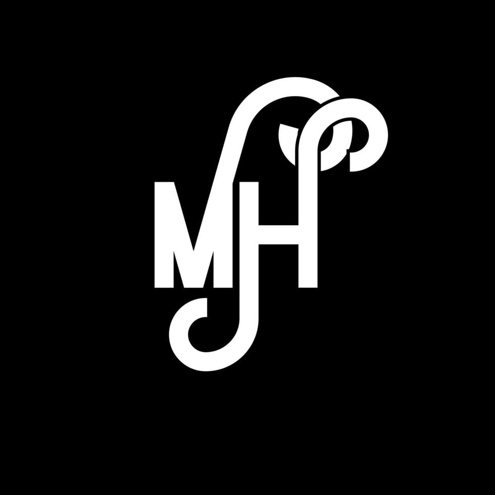 MH Letter Logo Design. Initial letters MH logo icon. Abstract letter MH minimal logo design template. M H letter design vector with black colors. mh logo