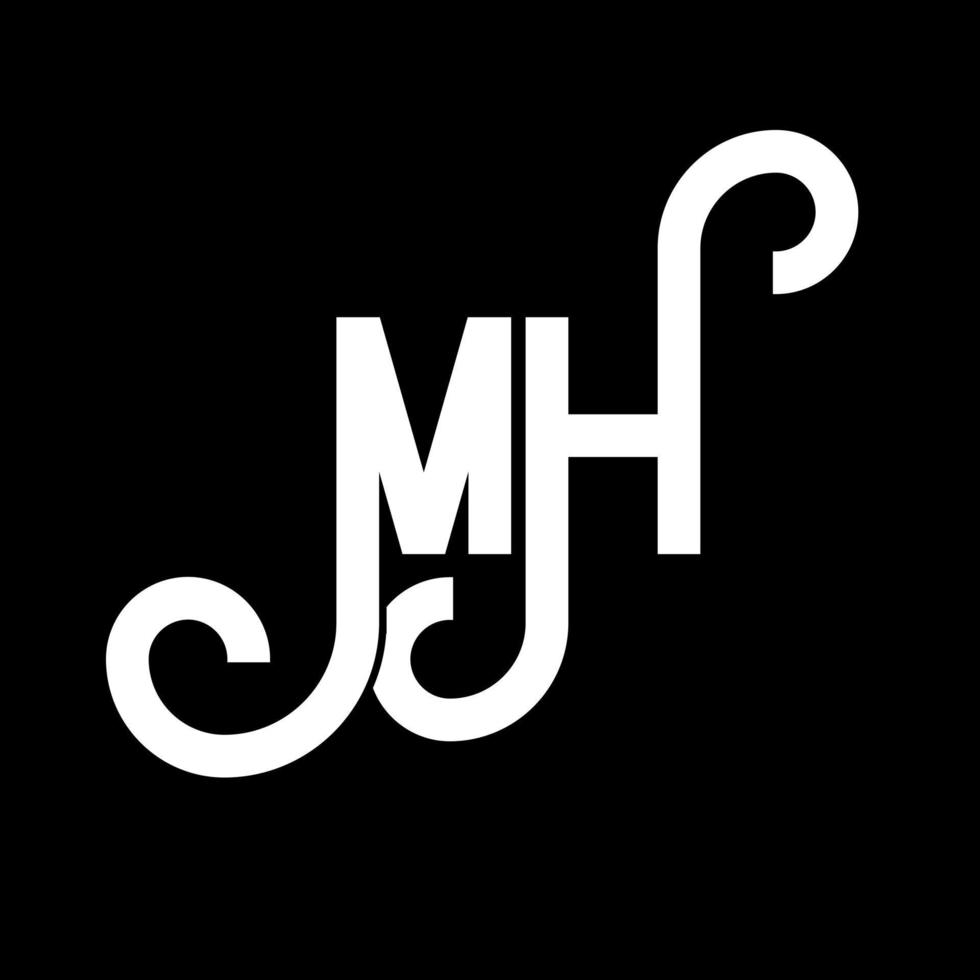 MH Letter Logo Design. Initial letters MH logo icon. Abstract letter MH minimal logo design template. M H letter design vector with black colors. mh logo