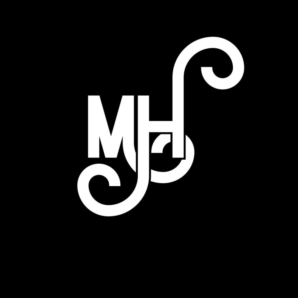 MH Letter Logo Design. Initial letters MH logo icon. Abstract letter MH minimal logo design template. M H letter design vector with black colors. mh logo