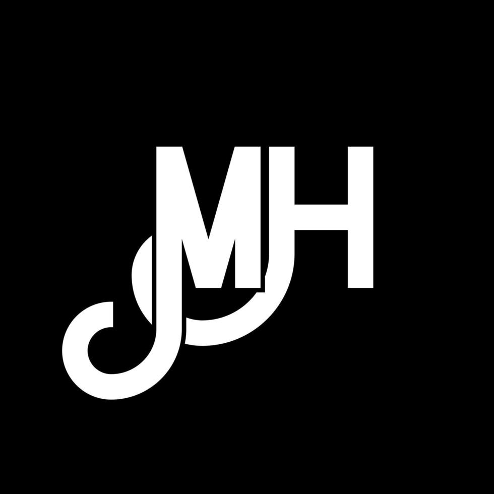 MH Letter Logo Design. Initial letters MH logo icon. Abstract letter MH minimal logo design template. M H letter design vector with black colors. mh logo