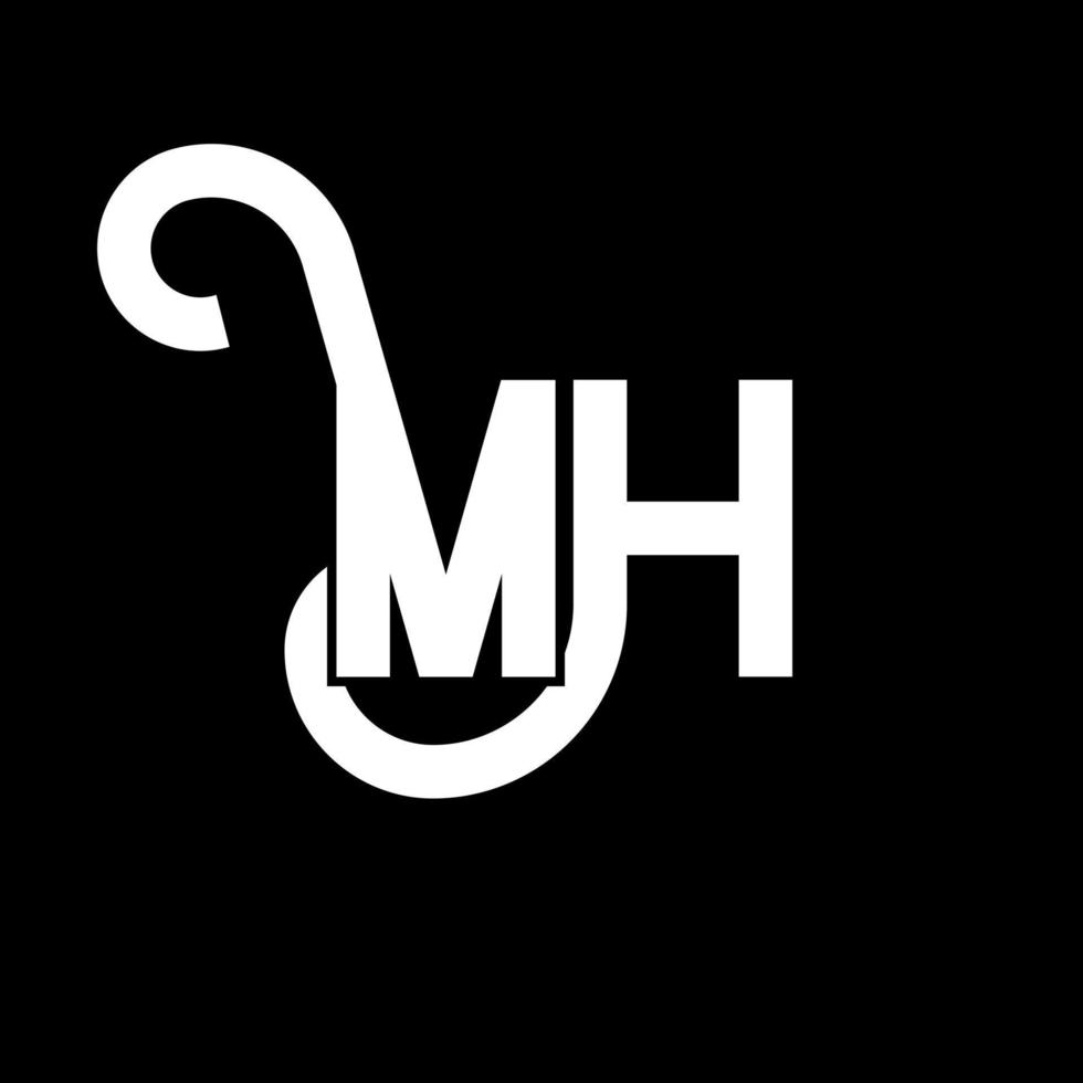 MH Letter Logo Design. Initial letters MH logo icon. Abstract letter MH minimal logo design template. M H letter design vector with black colors. mh logo