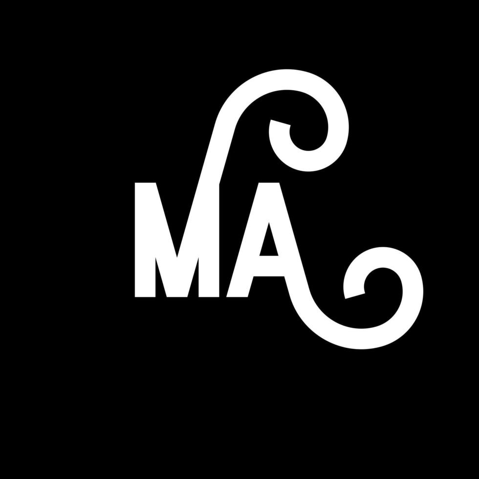 MA Letter Logo Design. Initial letters MA logo icon. Abstract letter MA minimal logo design template. M A letter design vector with black colors. ma logo