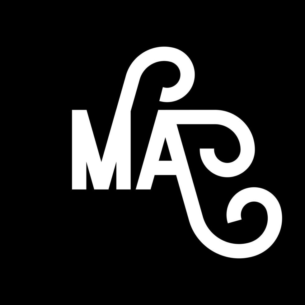 MA Letter Logo Design. Initial letters MA logo icon. Abstract letter MA minimal logo design template. M A letter design vector with black colors. ma logo