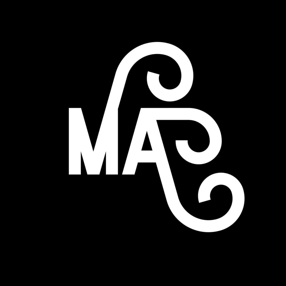 MA Letter Logo Design. Initial letters MA logo icon. Abstract letter MA minimal logo design template. M A letter design vector with black colors. ma logo