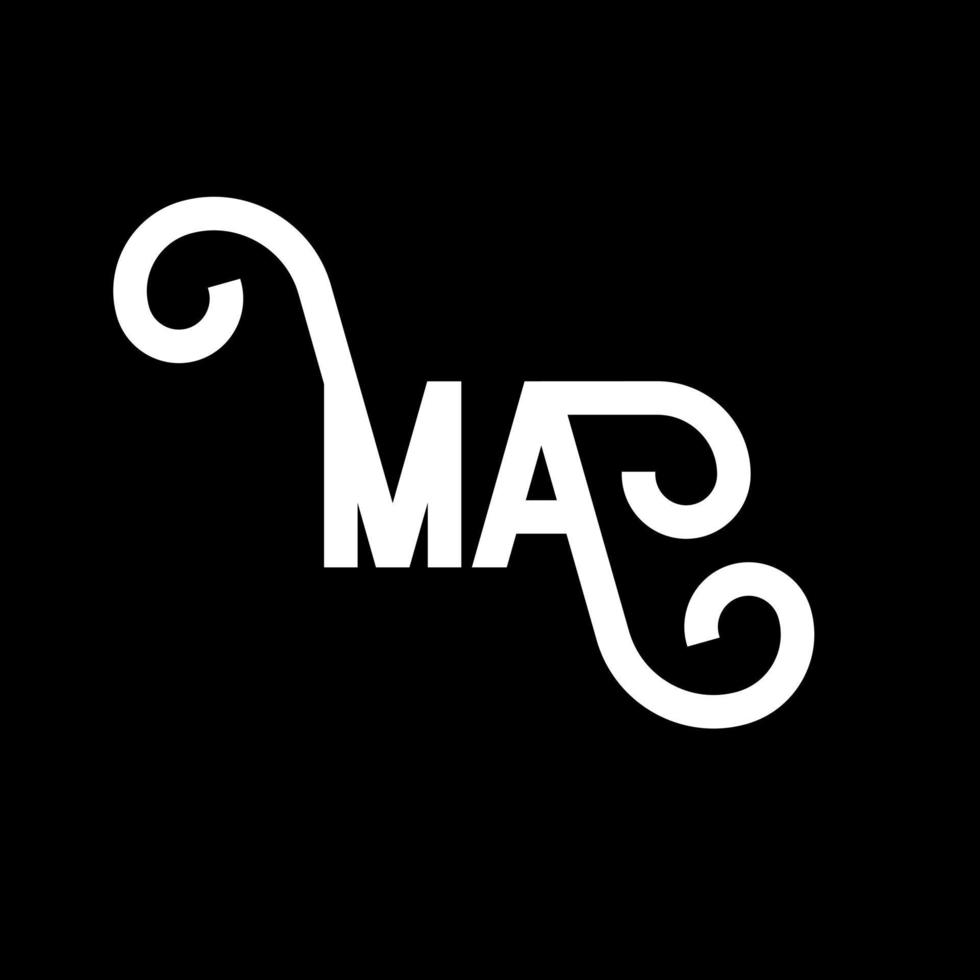 MA Letter Logo Design. Initial letters MA logo icon. Abstract letter MA minimal logo design template. M A letter design vector with black colors. ma logo