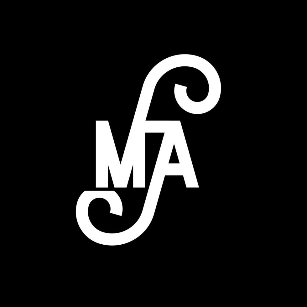 MA Letter Logo Design. Initial letters MA logo icon. Abstract letter MA minimal logo design template. M A letter design vector with black colors. ma logo