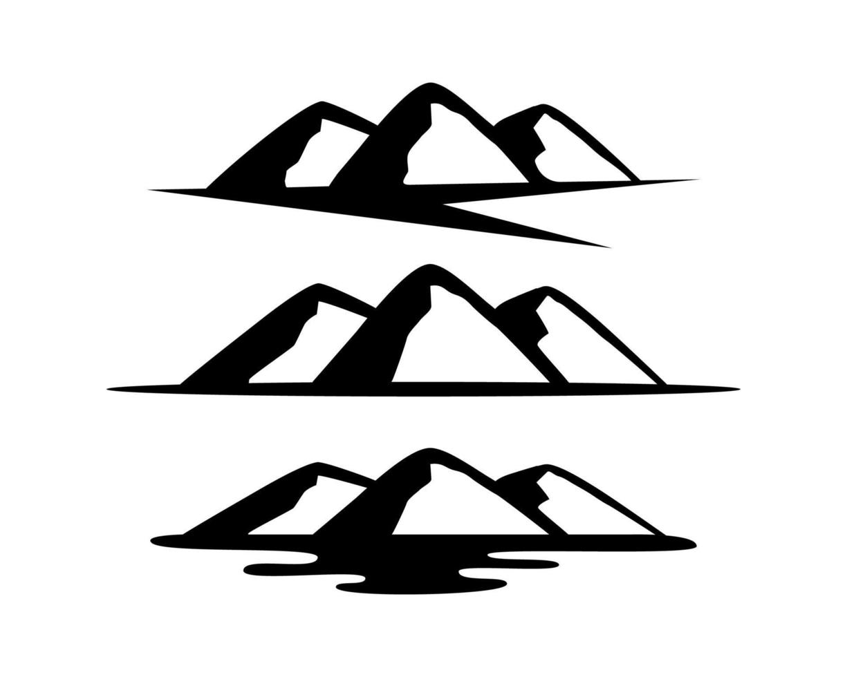 Set of hand drawn landscape mountain peak illustration vector