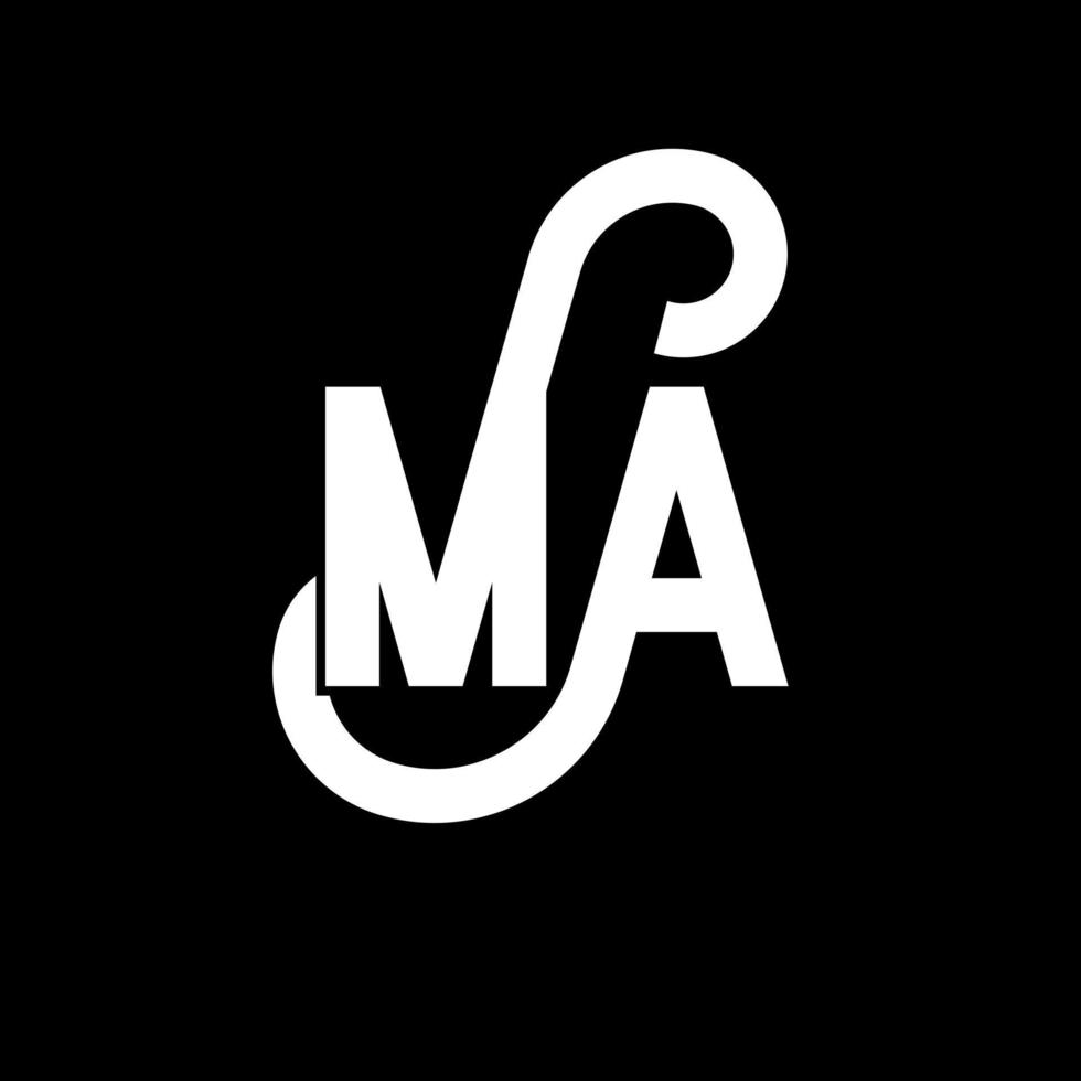 MA Letter Logo Design. Initial letters MA logo icon. Abstract letter MA minimal logo design template. M A letter design vector with black colors. ma logo