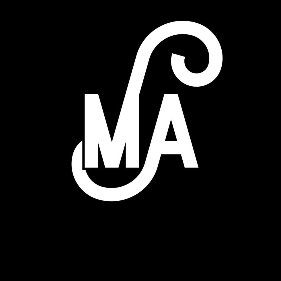 MA Letter Logo Design. Initial letters MA logo icon. Abstract letter MA minimal logo design template. M A letter design vector with black colors. ma logo