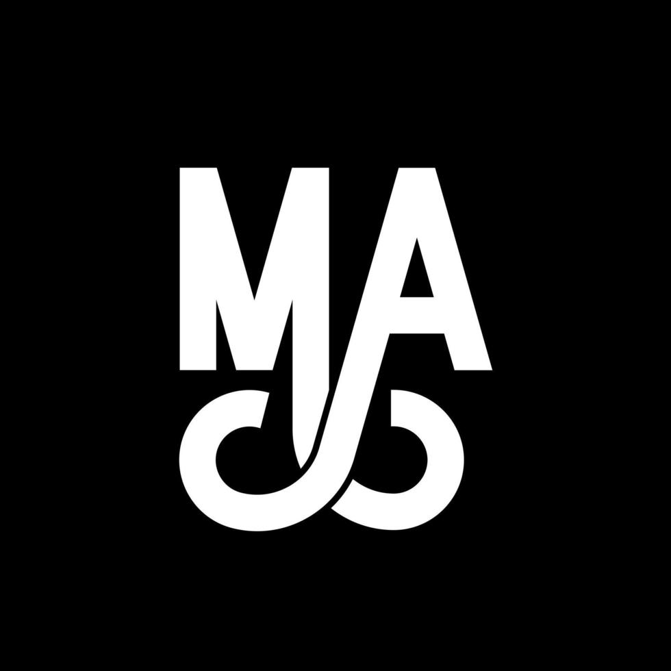 MA Letter Logo Design. Initial letters MA logo icon. Abstract letter MA minimal logo design template. M A letter design vector with black colors. ma logo