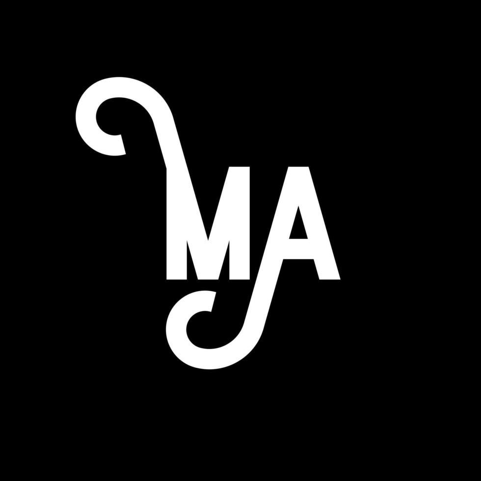 MA Letter Logo Design. Initial letters MA logo icon. Abstract letter MA minimal logo design template. M A letter design vector with black colors. ma logo