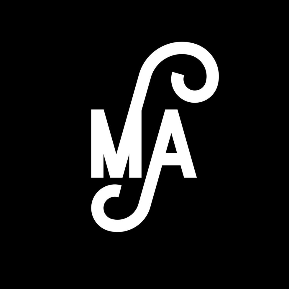 MA Letter Logo Design. Initial letters MA logo icon. Abstract letter MA minimal logo design template. M A letter design vector with black colors. ma logo