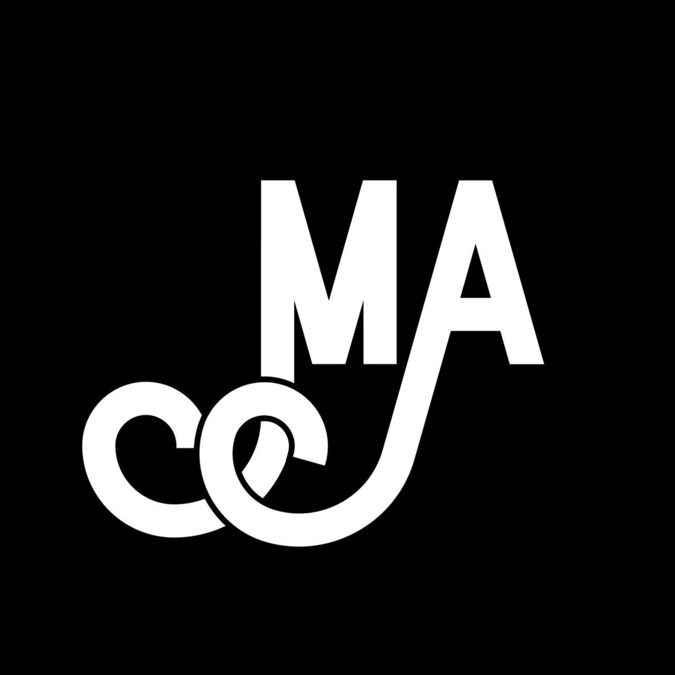 MA Letter Logo Design. Initial letters MA logo icon. Abstract letter MA minimal logo design template. M A letter design vector with black colors. ma logo