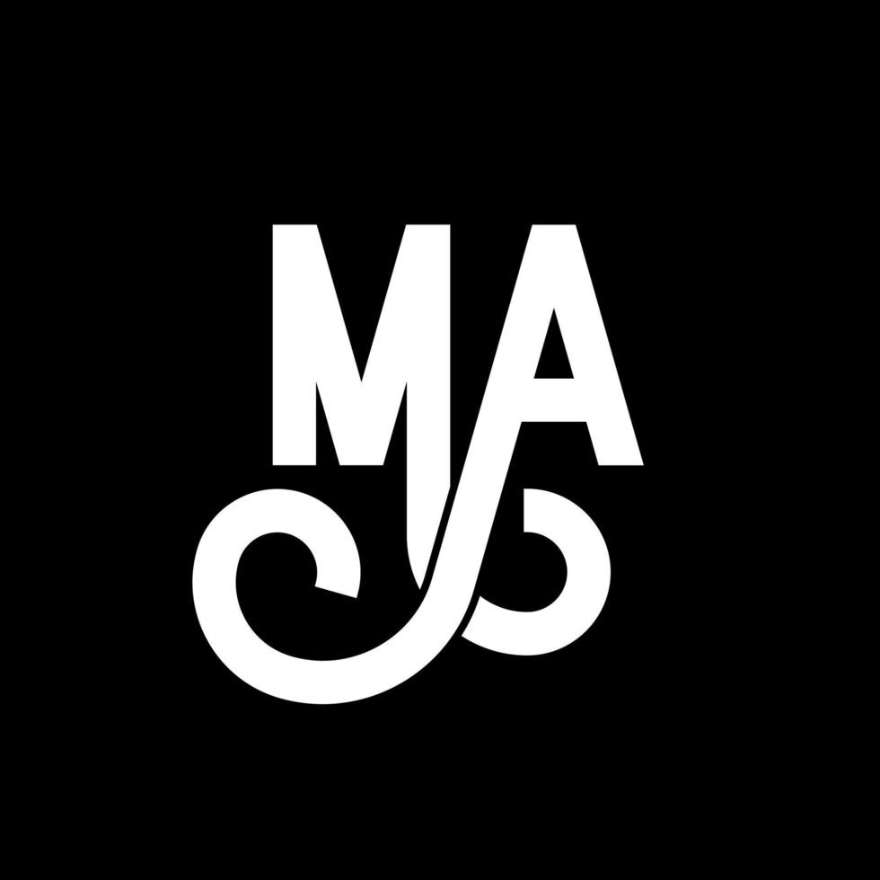 MA Letter Logo Design. Initial letters MA logo icon. Abstract letter MA minimal logo design template. M A letter design vector with black colors. ma logo