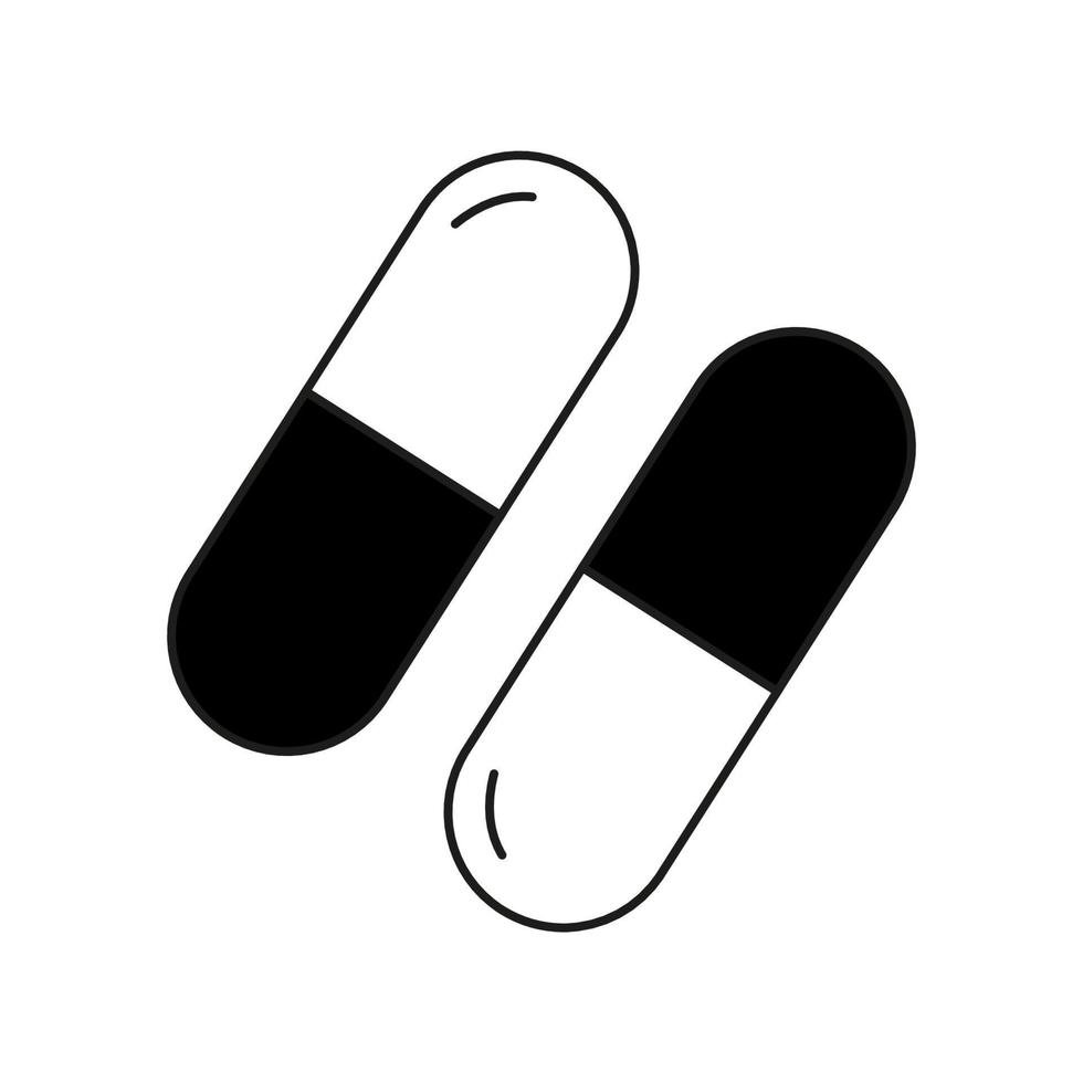 colección plana con icono de cápsulas negras sobre fondo blanco. ilustración vectorial plantilla vectorial cuidado de la salud. vector