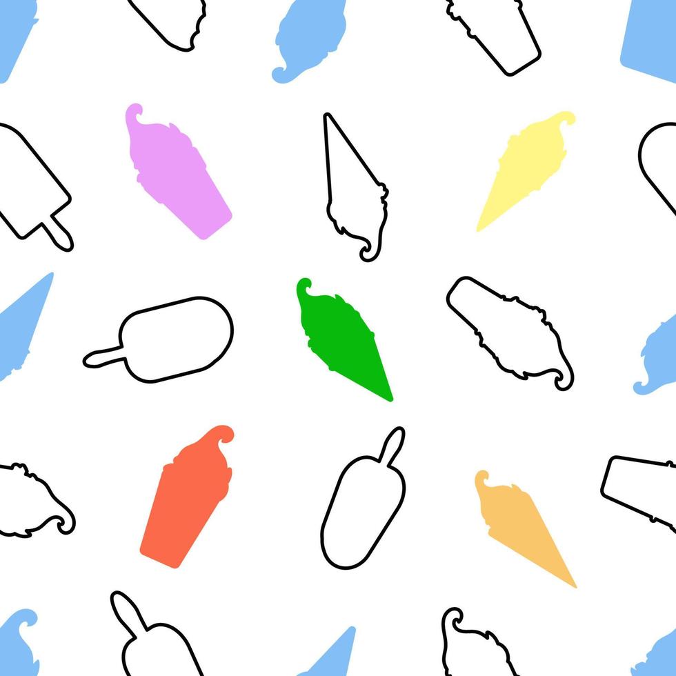 Silhouette pattern of multicolored ice cream, seamless pattern on a white background. Illustration of vector design.  vector illustration.