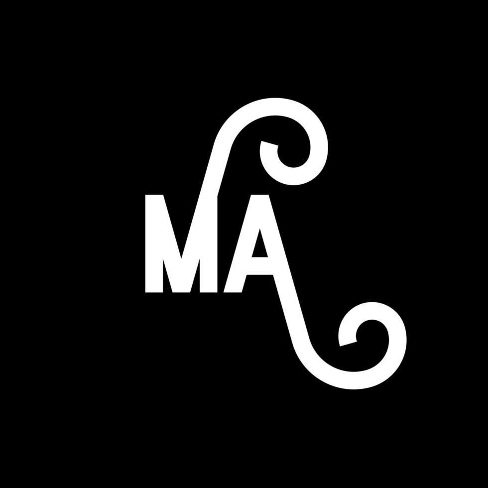 MA Letter Logo Design. Initial letters MA logo icon. Abstract letter MA minimal logo design template. M A letter design vector with black colors. ma logo