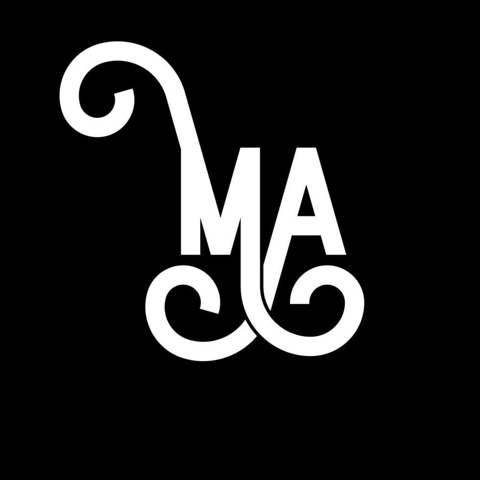 MA Letter Logo Design. Initial letters MA logo icon. Abstract letter MA minimal logo design template. M A letter design vector with black colors. ma logo