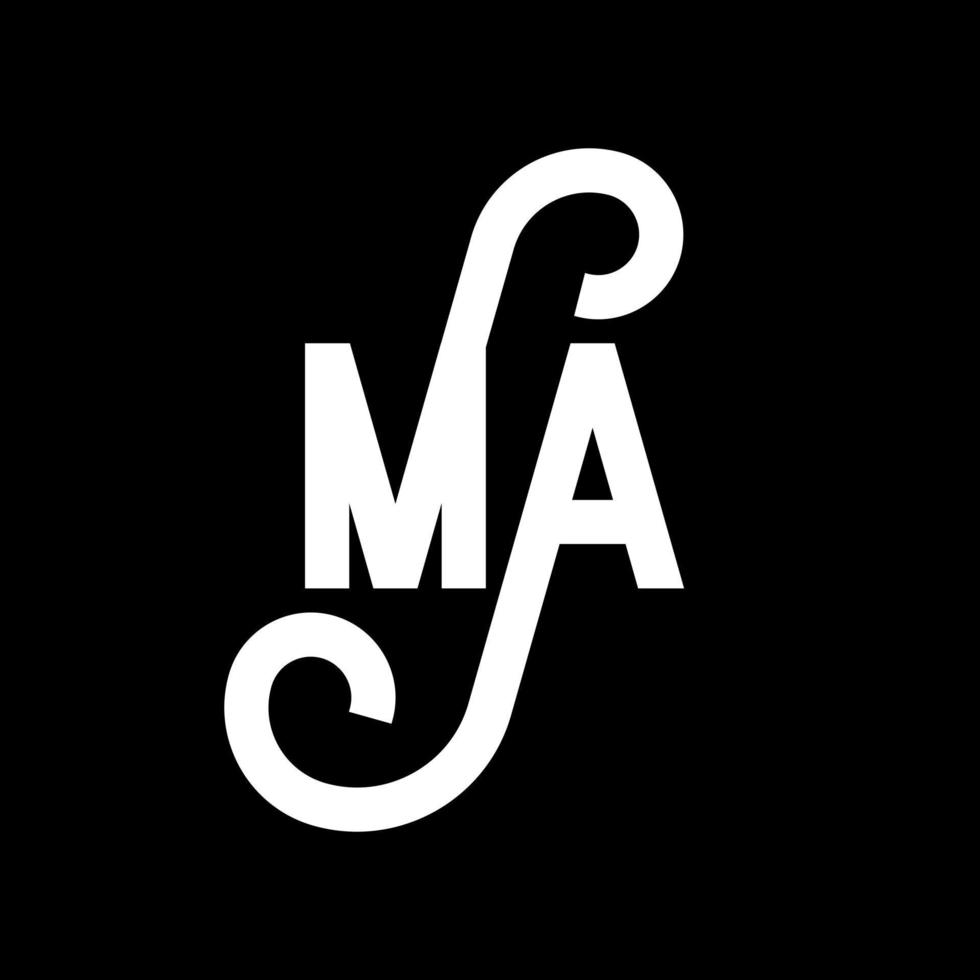 MA Letter Logo Design. Initial letters MA logo icon. Abstract letter MA minimal logo design template. M A letter design vector with black colors. ma logo