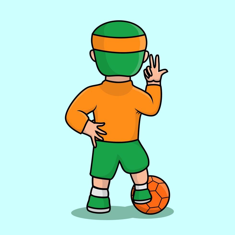 cute characters, kid playing soccer, suitable for flayer, banner, social media, and other needs vector