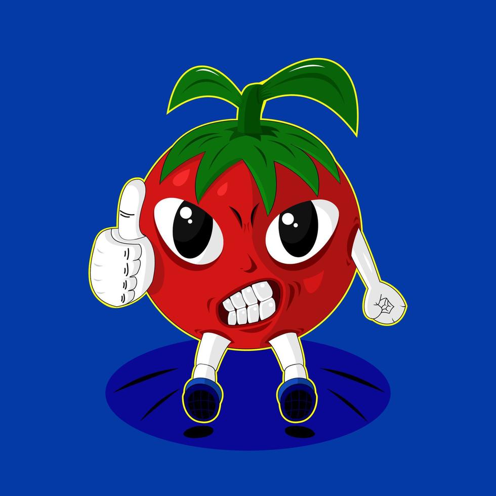 lindo personaje del símbolo del tomate, adecuado para ropa de serigrafía, libros para niños, etc. vector