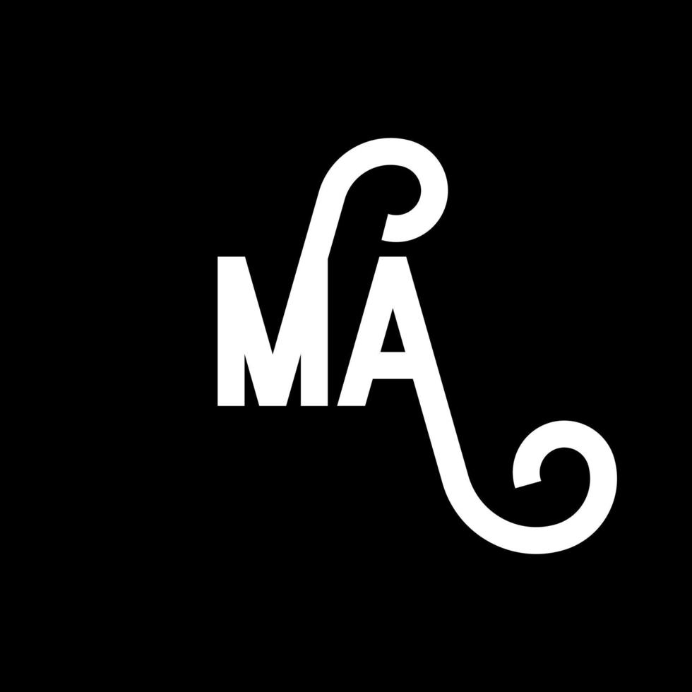 MA Letter Logo Design. Initial letters MA logo icon. Abstract letter MA minimal logo design template. M A letter design vector with black colors. ma logo