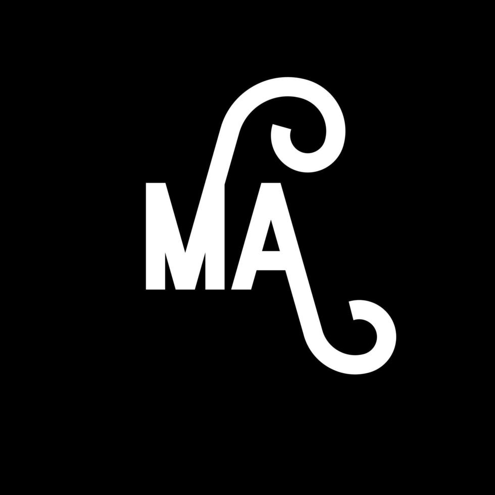 MA Letter Logo Design. Initial letters MA logo icon. Abstract letter MA minimal logo design template. M A letter design vector with black colors. ma logo