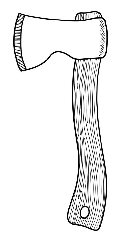 VECTOR TOURIST AXE ISOLATED ON A WHITE BACKGROUND. DOODLE DRAWING BY HAND