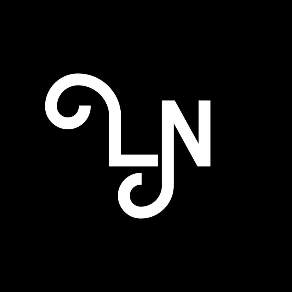 En el diseño del logotipo de la letra. letras iniciales en el icono del logotipo. letra abstracta ln plantilla de diseño de logotipo mínimo. En el vector de diseño de letras con colores negros. en el logo