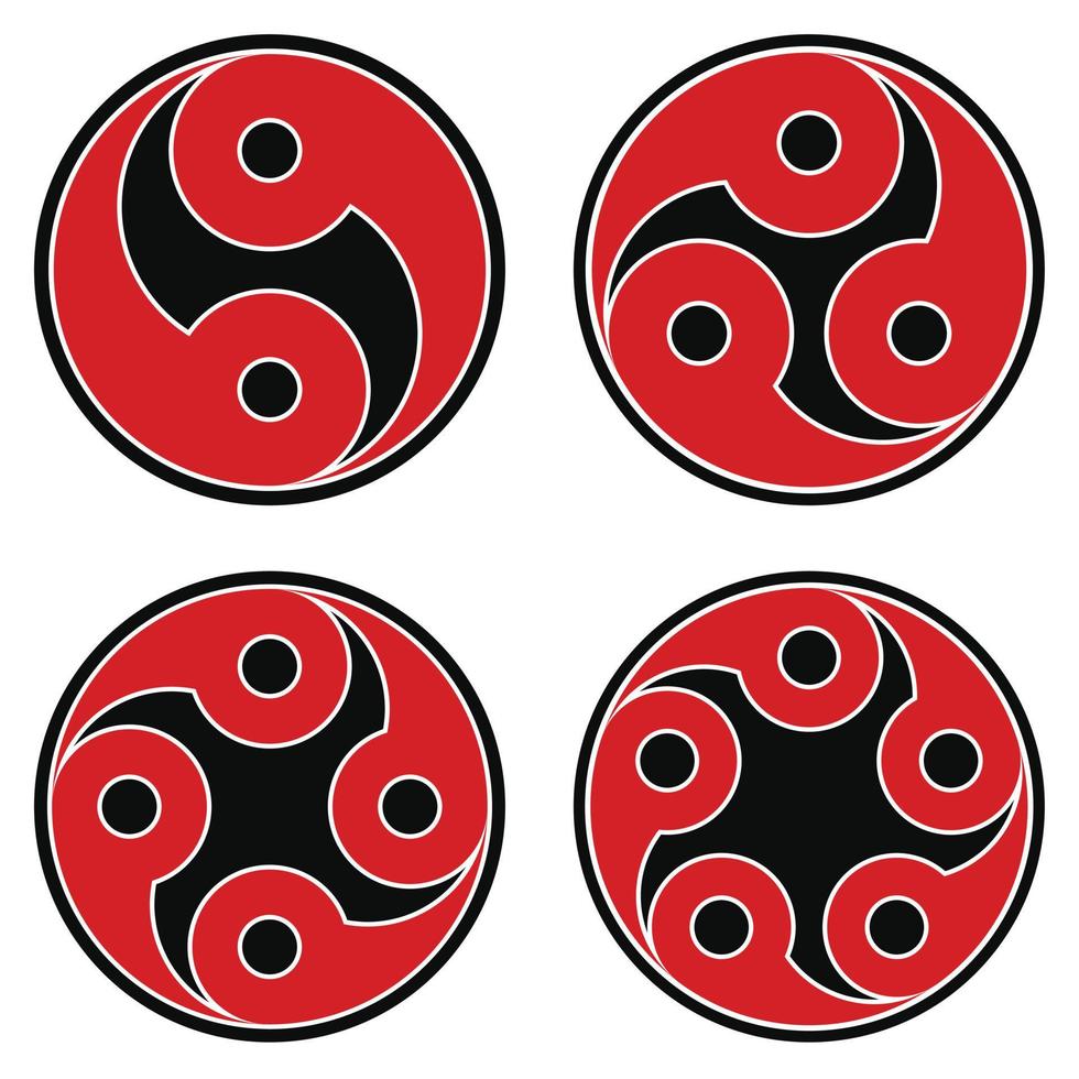 diseño vectorial tomoe hams símbolo formado por tres magatama vector