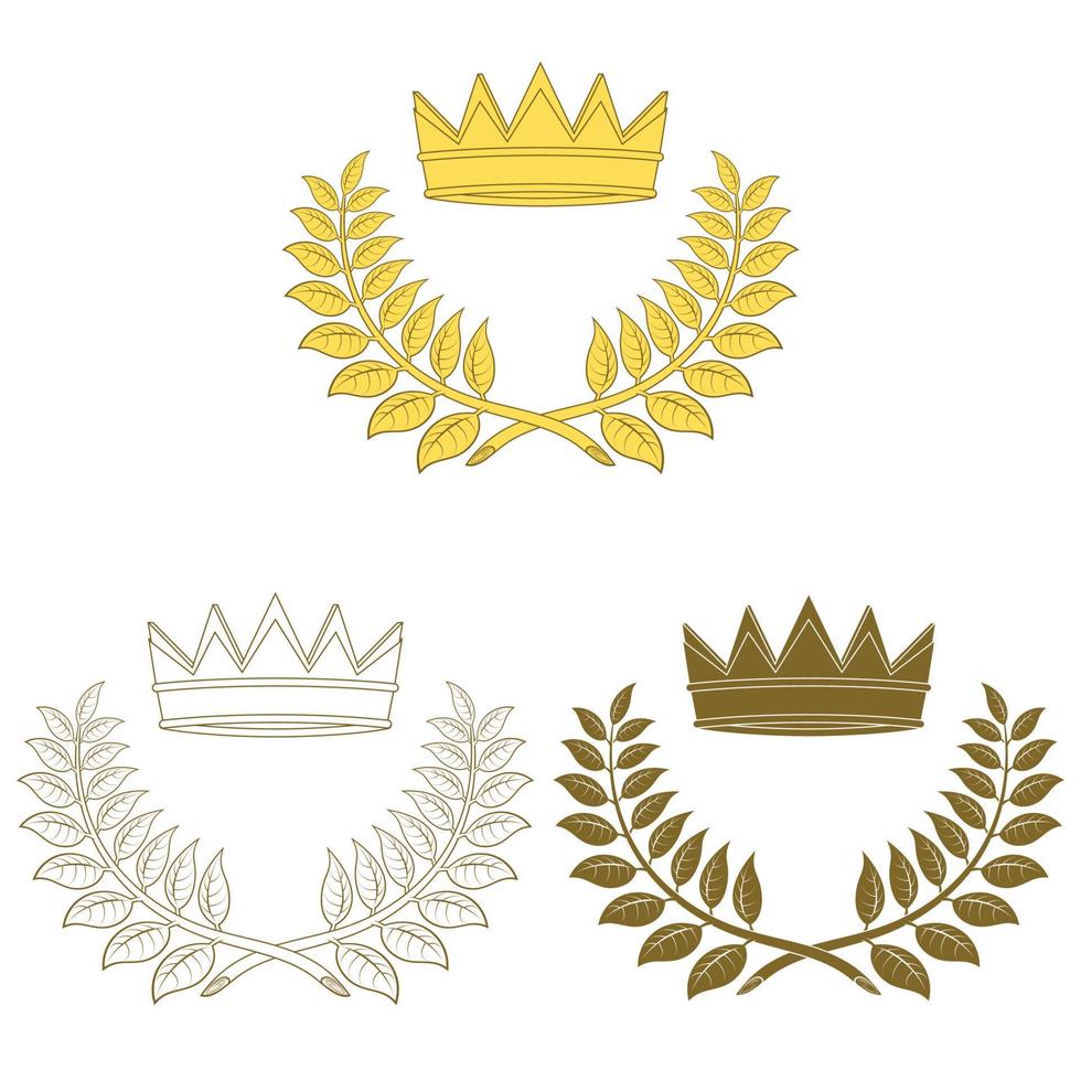 Laurel wreath vector design with royal crown, crowns to award winners