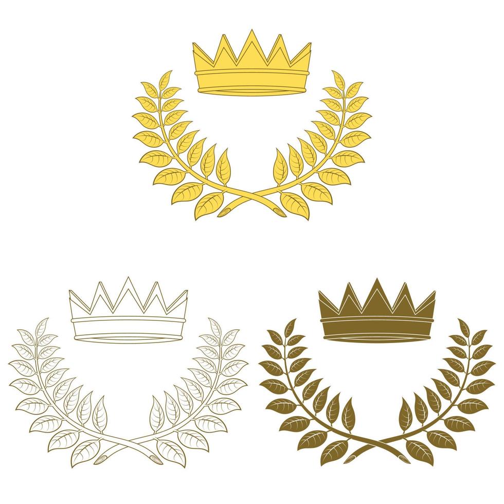 diseño vectorial de corona de laurel con corona real, coronas para premiar a los ganadores vector