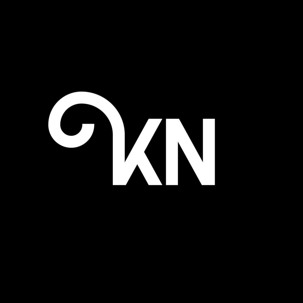 KN letter logo design on black background. KN creative initials letter logo concept. kn letter design. KN white letter design on black background. K N, k n logo vector