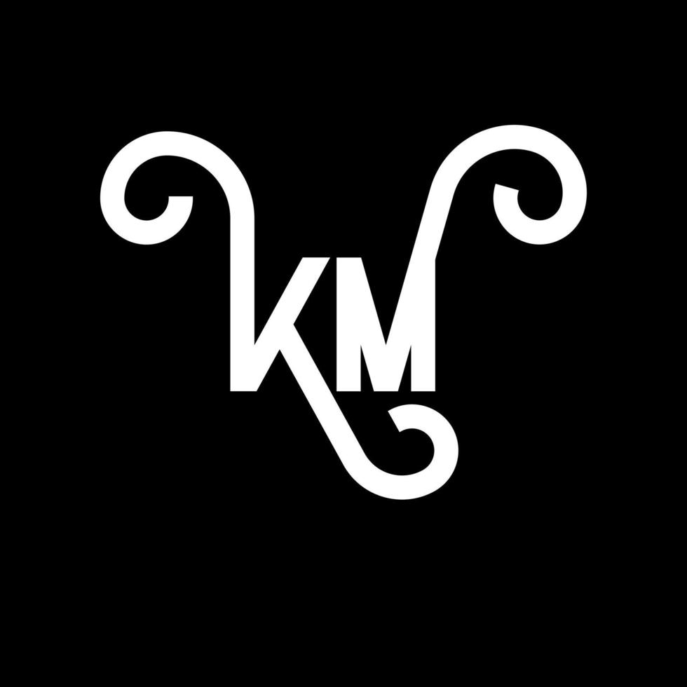 diseño de logotipo de letra km sobre fondo negro. concepto de logotipo de letra de iniciales creativas km. diseño de letras km. km diseño de letras blancas sobre fondo negro. km, logotipo de km vector