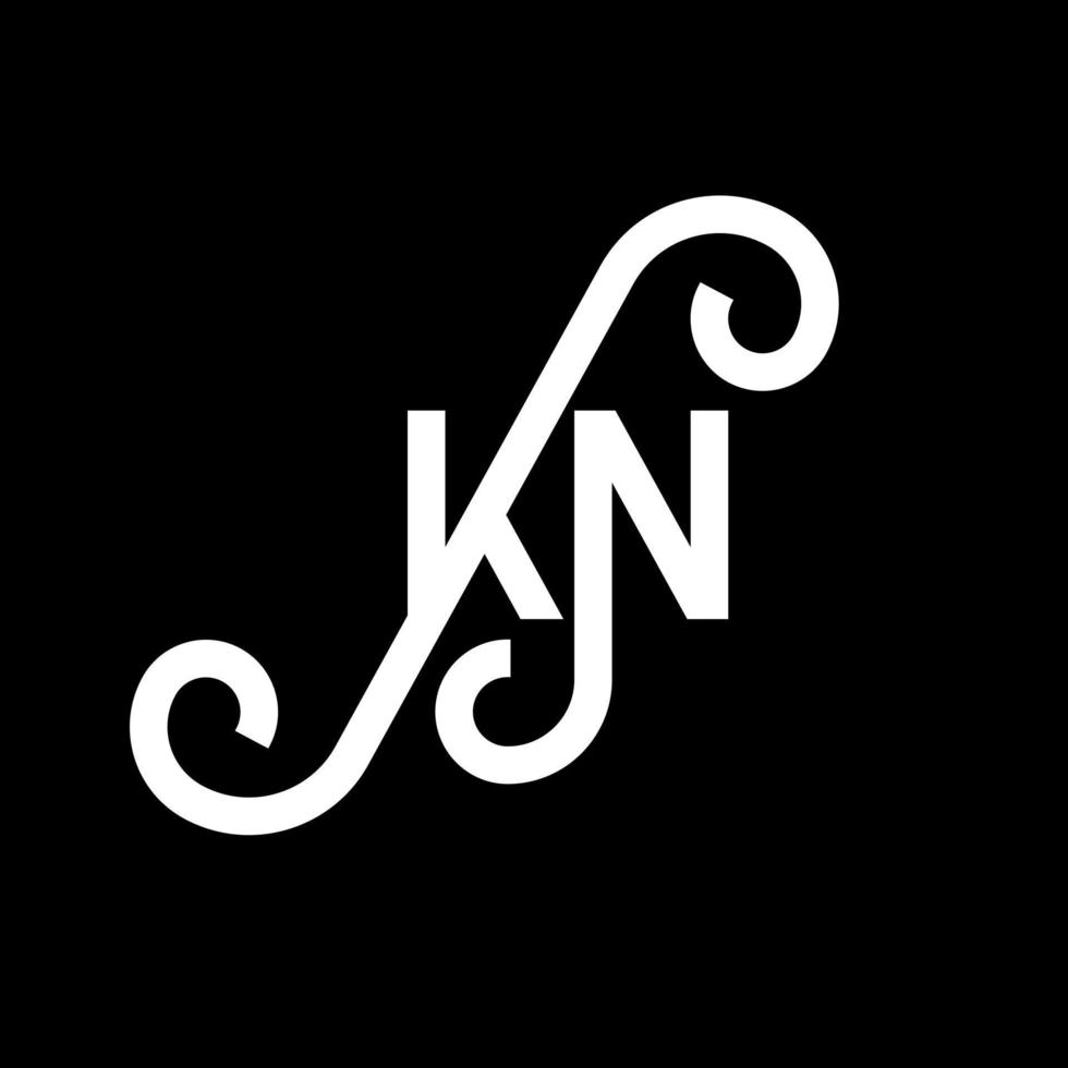 diseño de logotipo de letra kn sobre fondo negro. concepto de logotipo de letra de iniciales creativas kn. diseño de letras kn. kn diseño de letras blancas sobre fondo negro. kn, logotipo de kn vector