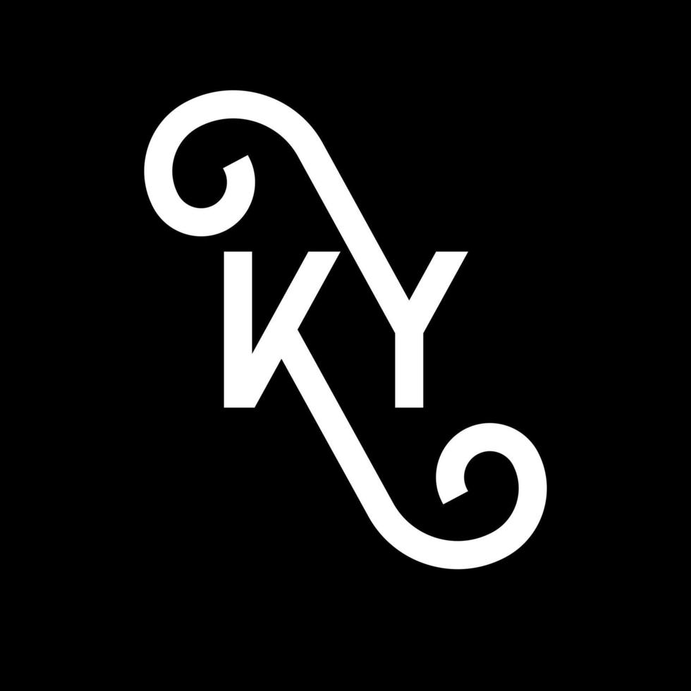 diseño del logotipo de la letra ky sobre fondo negro. concepto creativo del logotipo de la letra de las iniciales ky. diseño de letras ky. ky diseño de letras blancas sobre fondo negro. ky, logotipo de ky vector