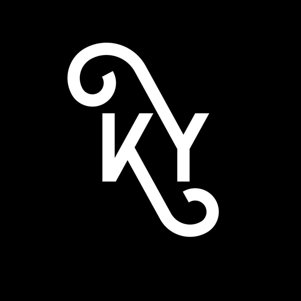 diseño del logotipo de la letra ky sobre fondo negro. concepto creativo del logotipo de la letra de las iniciales ky. diseño de letras ky. ky diseño de letras blancas sobre fondo negro. ky, logotipo de ky vector