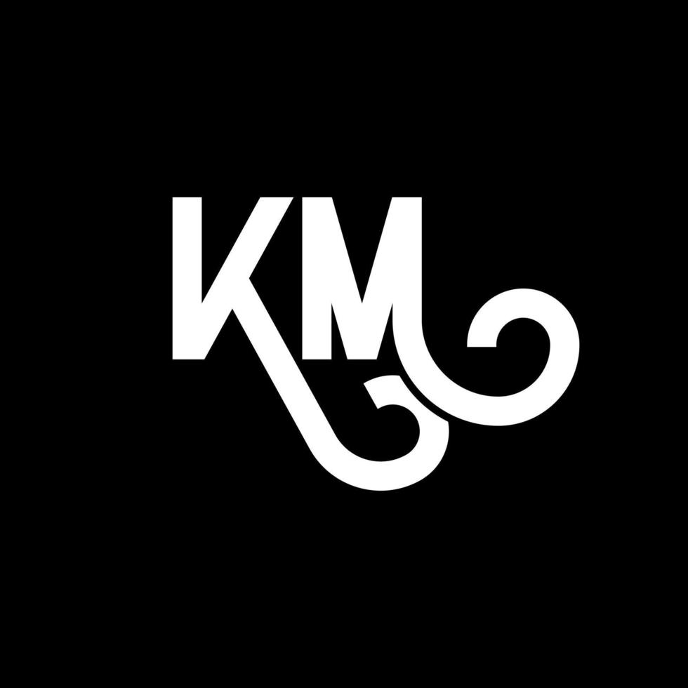 diseño de logotipo de letra km sobre fondo negro. concepto de logotipo de letra de iniciales creativas km. diseño de letras km. km diseño de letras blancas sobre fondo negro. km, logotipo de km vector